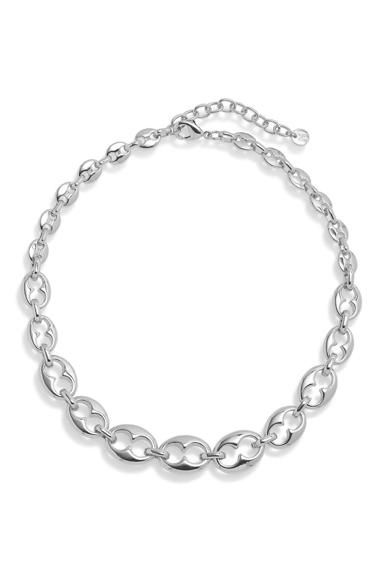 Puffy Mariner Link Necklace, Main, color, SILVER