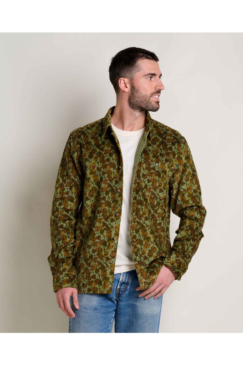 Men's Cascadia Long Sleeve Shirt, Main, color, Green Moss Leaf Print