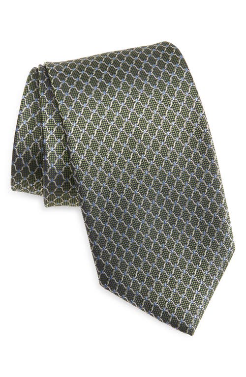 David Donahue Neat Silk Tie In Green
