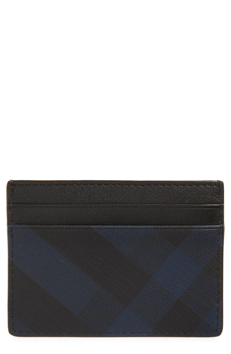 Burberry Sandon Check Leather Card Case, Main, color,