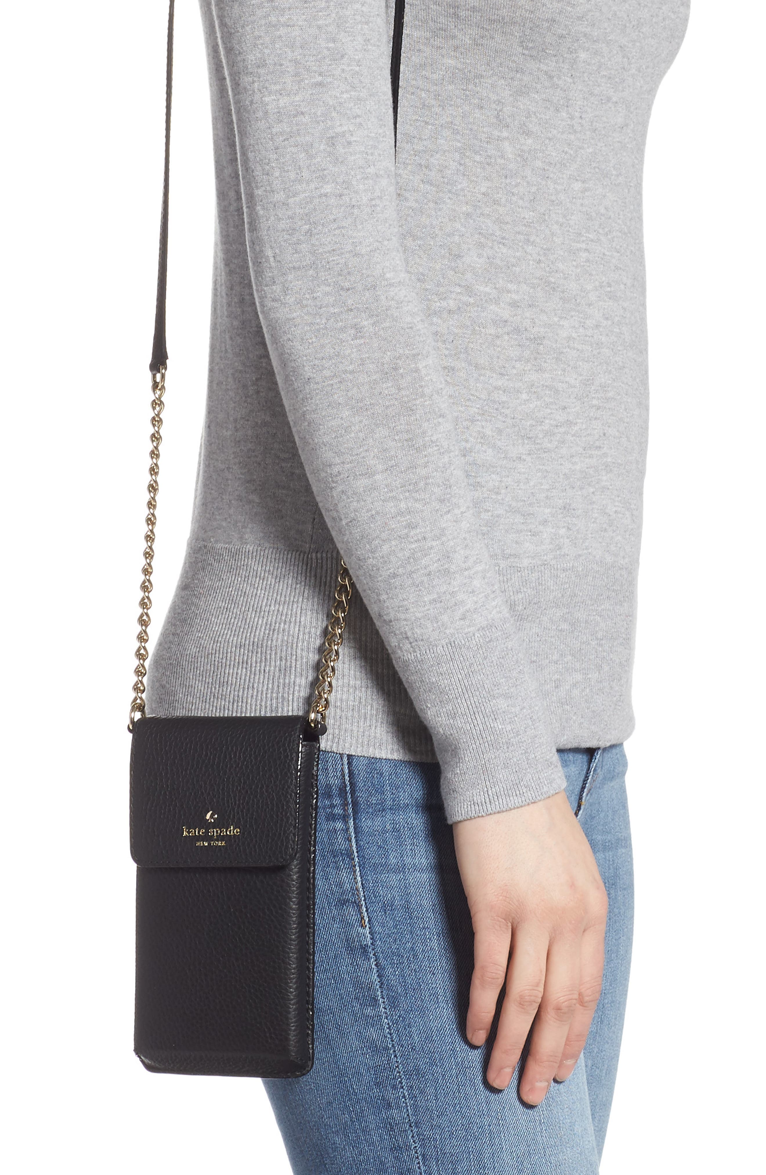 Kate Spade New York north/south leather smartphone crossbody bag, Alternate, color, 