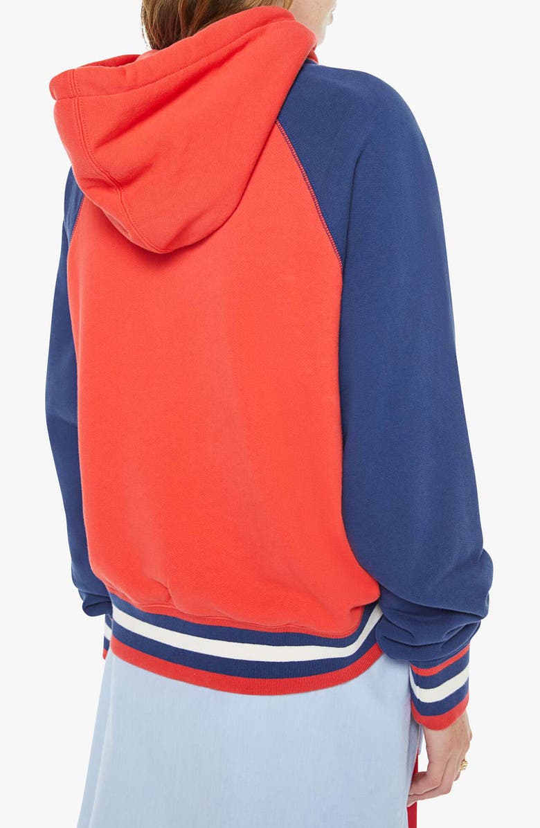 MOTHER The Square Colorblock Appliqué Cotton Hoodie, Alternate, color, Mother Pennant