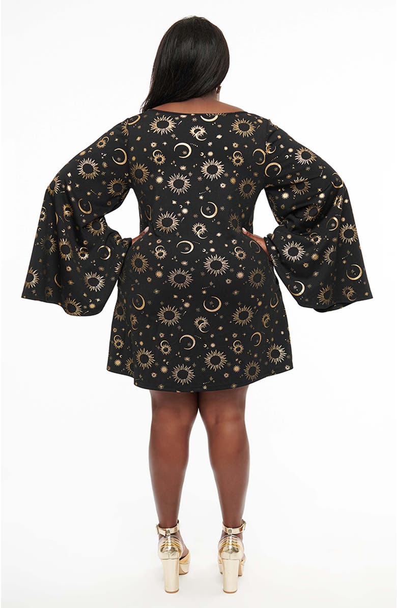 Smak Parlour Plus Size Angel Sleeve Downtown Scene Mini Fit & Flare Dress, Alternate, color, 