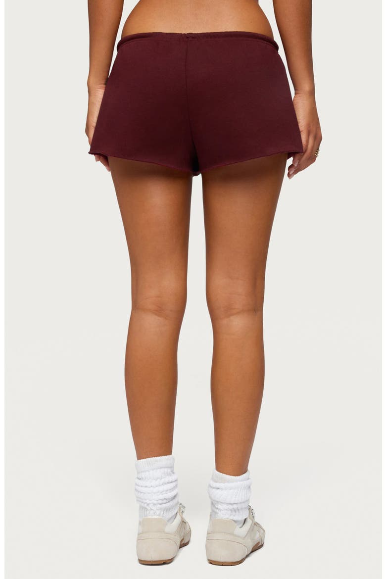 Sporty Babe Drawstring Micro Shorts, Alternate, color, BURGUNDY