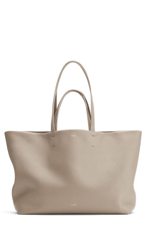 Cream leather tote bag sale