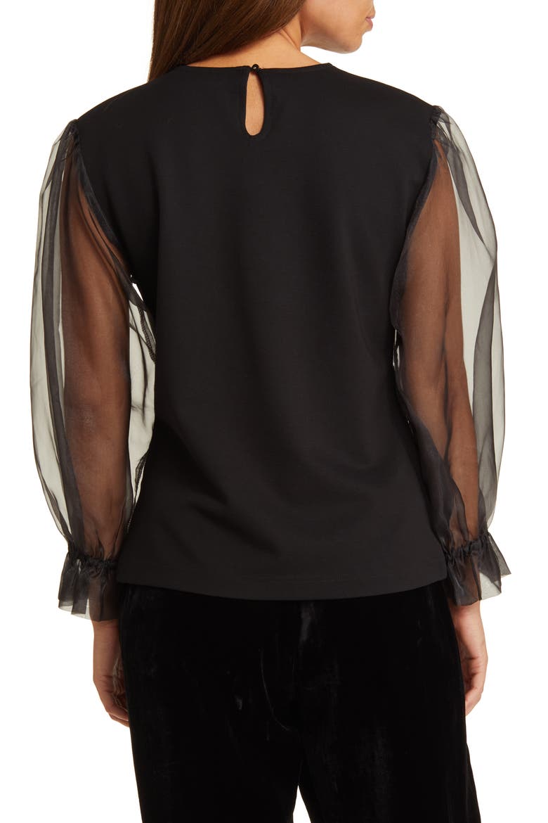 Madot Organza Sleeve Top, Alternate, color, BLACK