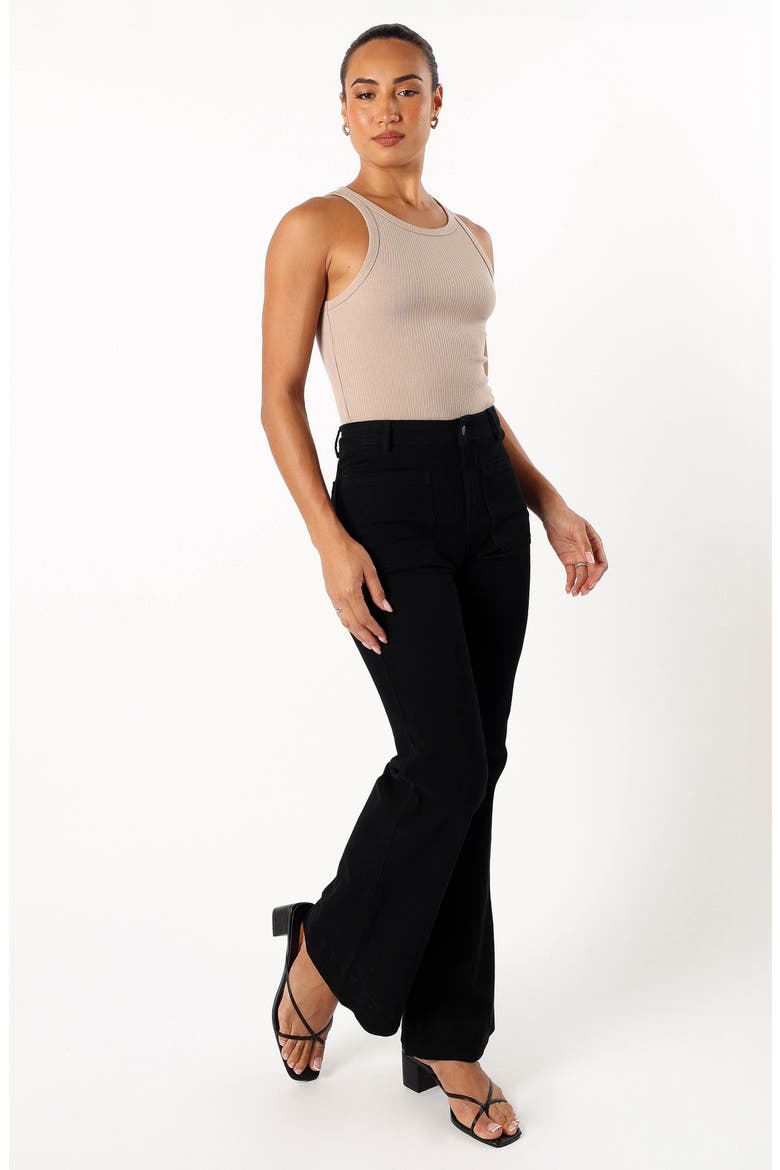 Nico Patch Pocket Super High Waist Wide Leg Jeans, Alternate, color, BLACK