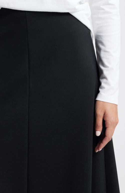Eileen Fisher Wool Midi A-line Skirt In Black