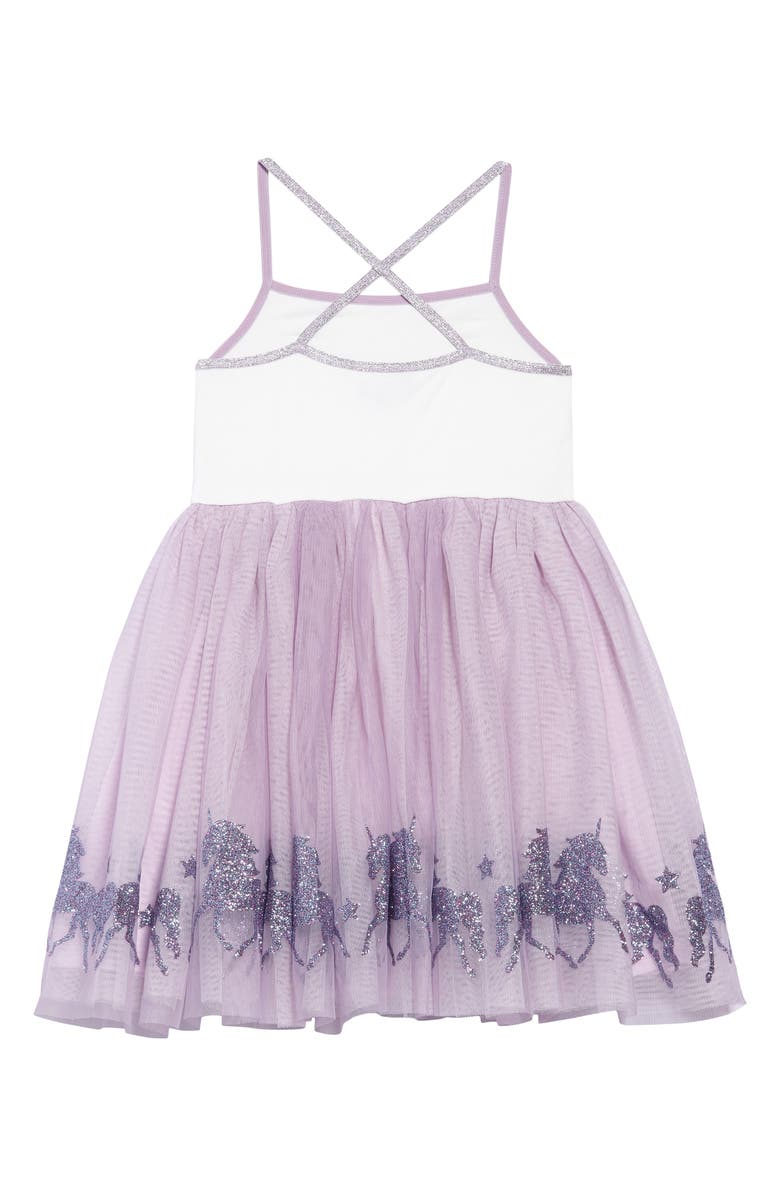 Zunie Glittery Unicorn Ballerina Dress, Alternate, color, 