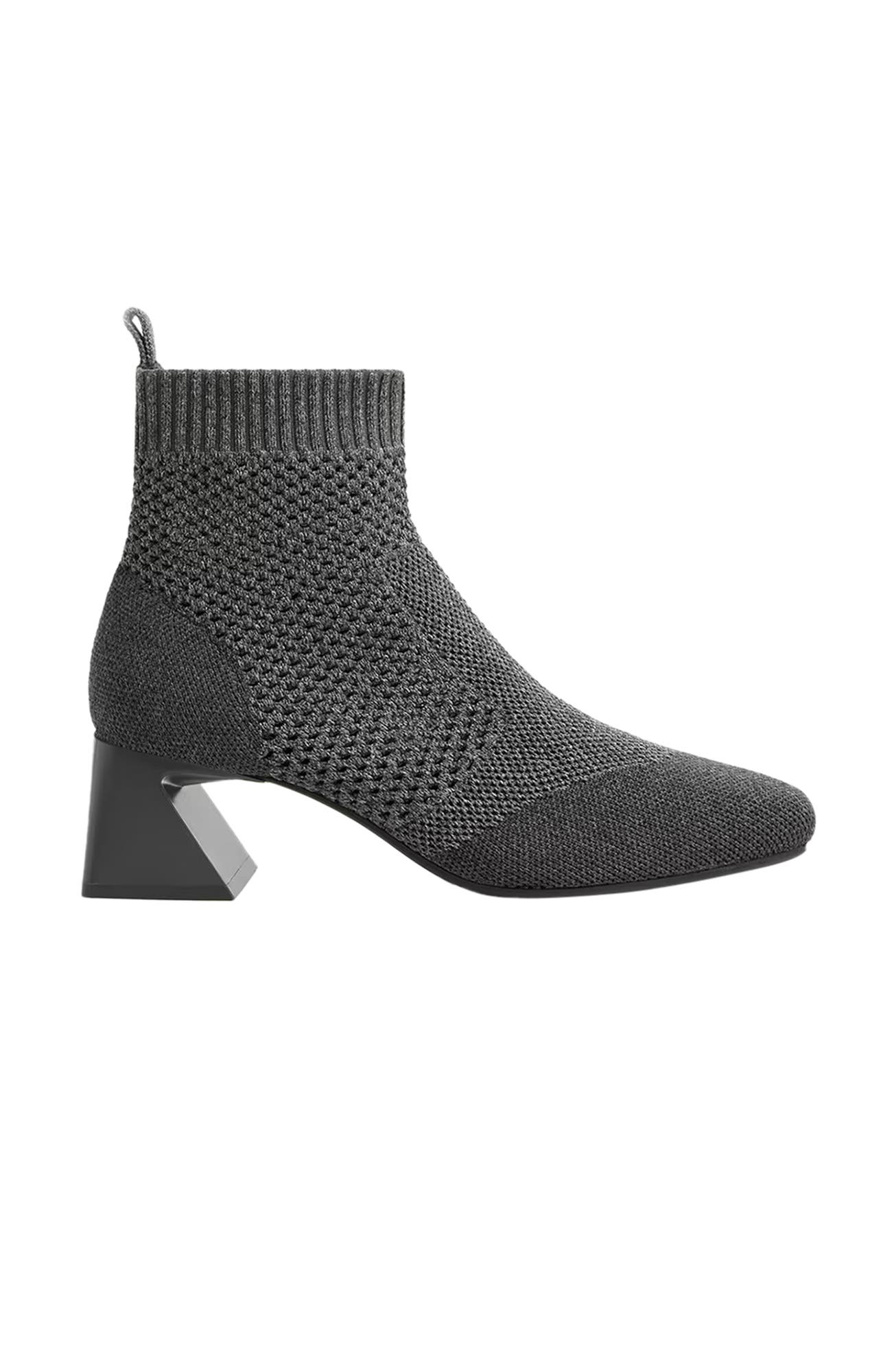 VIVAIA Square-Toe Perforated Heeled Boots, Alternate, color, Lava Grey
