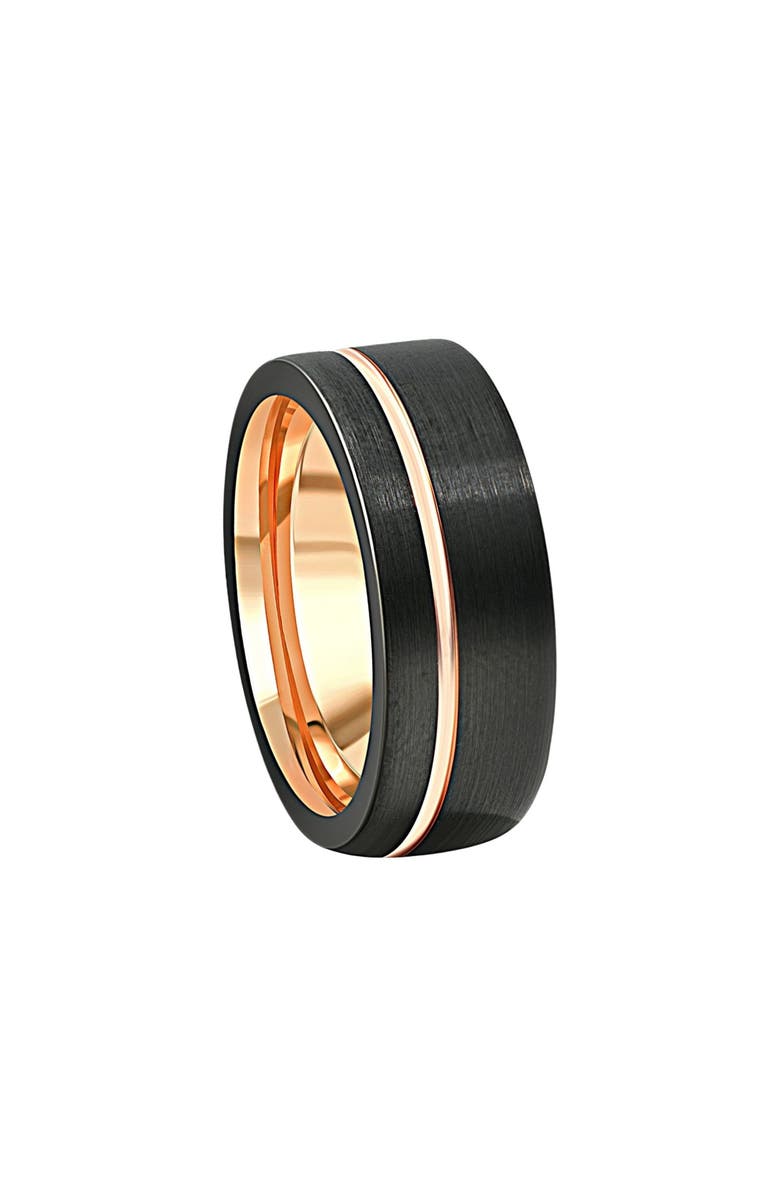 Bliss Diamond Men's Brushed Black Tungsten Gold Plated Two Tone 8mm Ring Wedding Band, Alternate, color, Black Tungsten