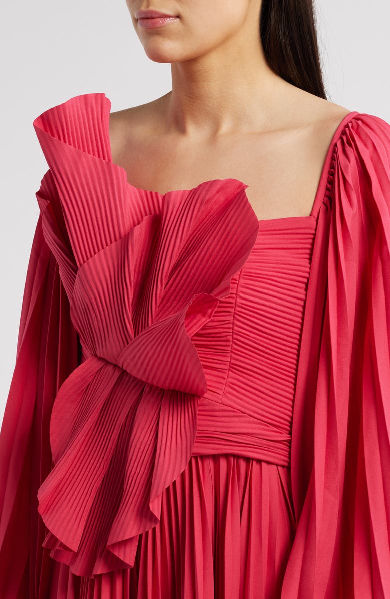 Acler Newtoft Pleated Long Sleeve Cocktail Minidress, Alternate, color, Berry Pink