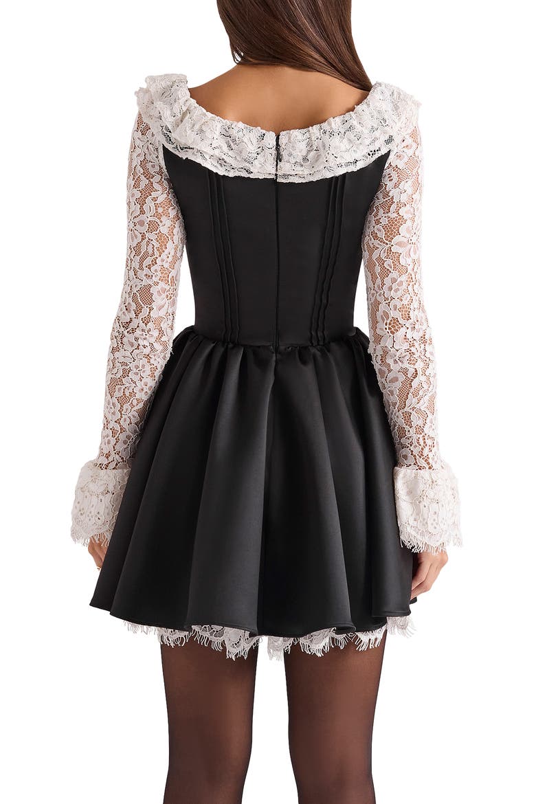 Long Sleeve Minidress, Alternate, color, IVORY BLACK