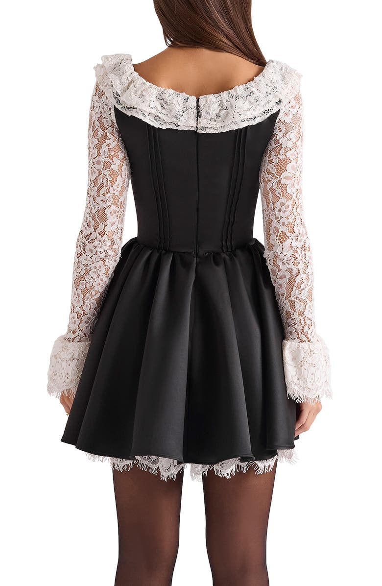 HOUSE OF CB Long Sleeve Minidress, Alternate, color, Ivory Black