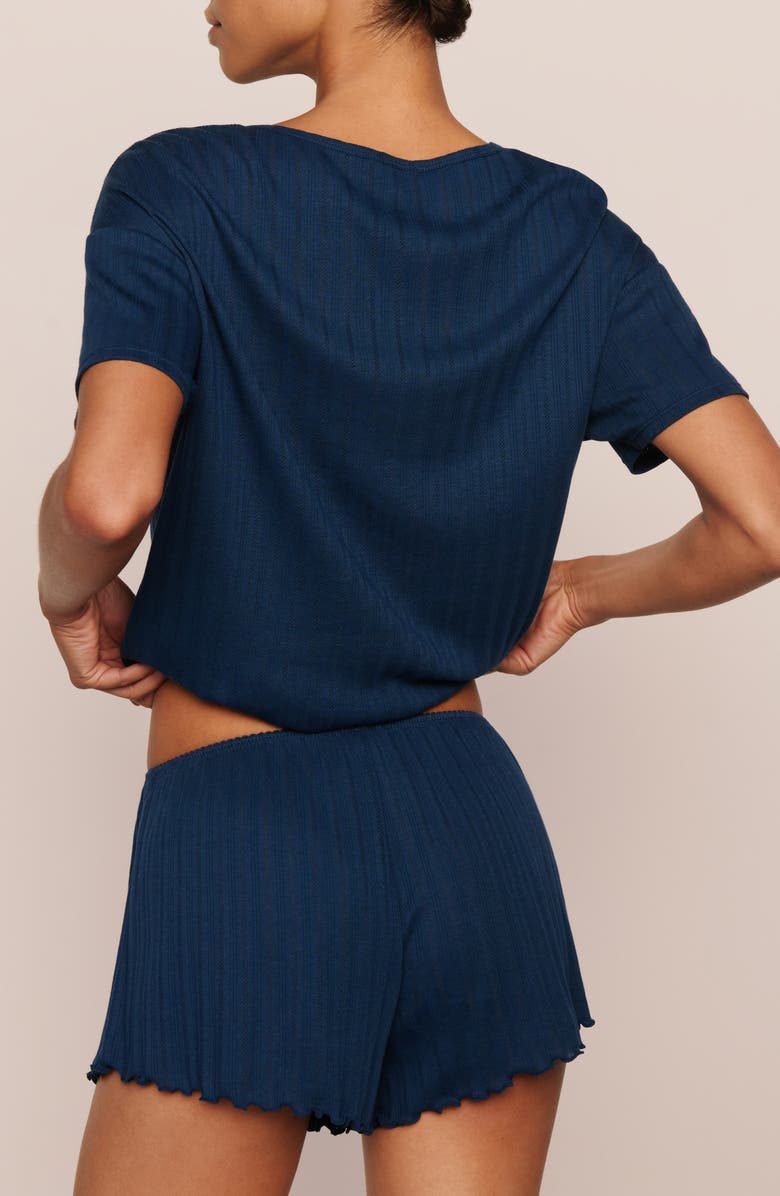 Eberjey Pointelle Rib Pajama Shorts, Alternate, color, Navy