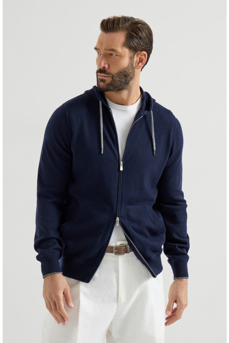 Cashmere sweatshirt-style cardigan, Main, color, Navy Blue