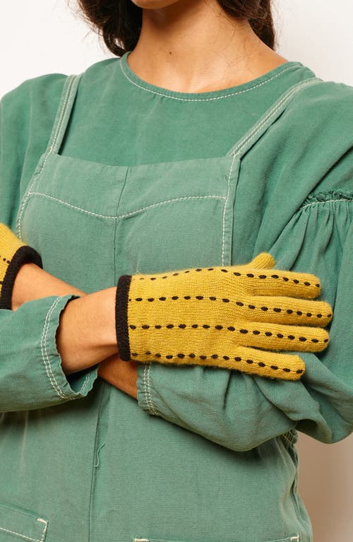 Portolano Contrast Stitch Wool Blend Gloves In Yellow