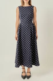 English Factory Dot Sleeveless Flare Midi Dress