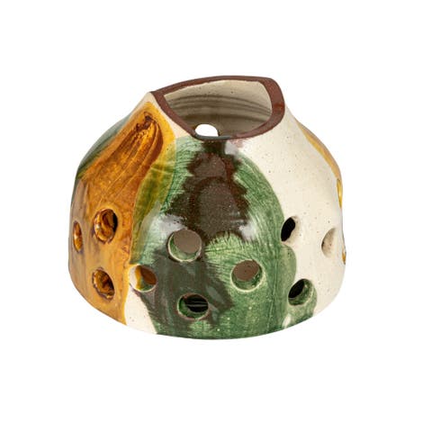 Decorative Terra-cotta Vase with Circle Cut-Outs