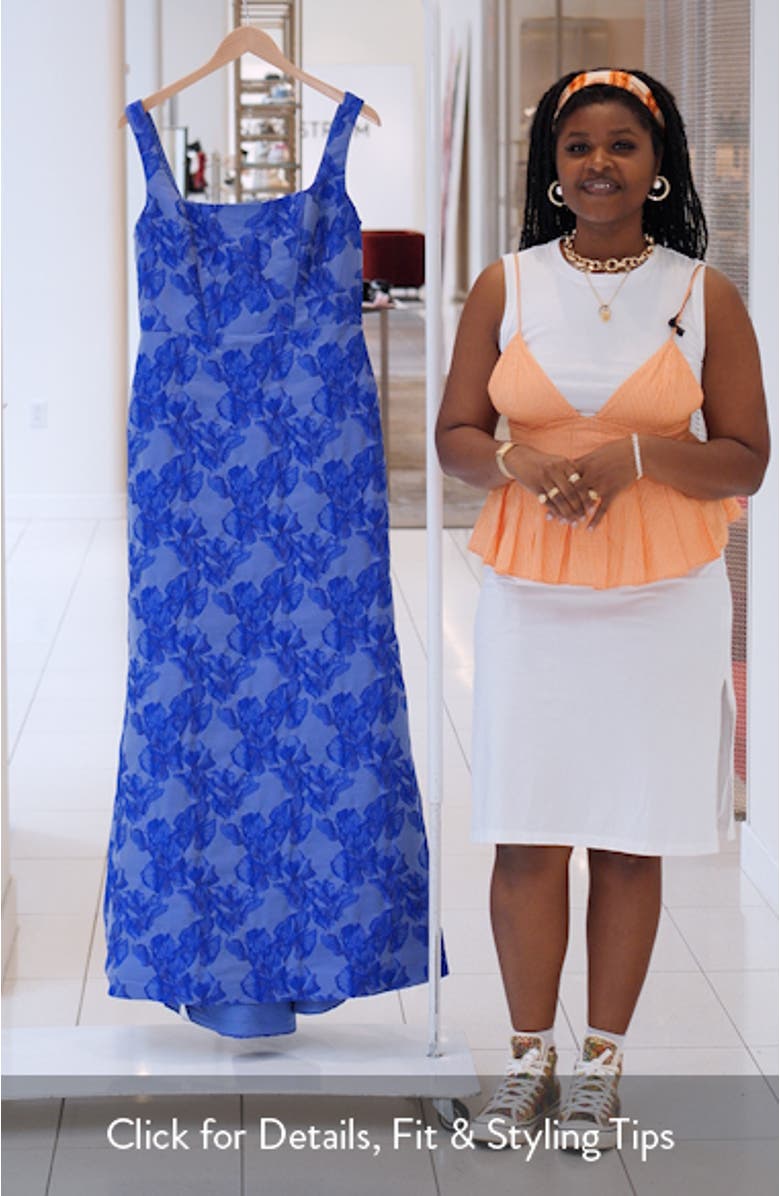 Metallic Jacquard Trumpet Gown, sales video thumbnail