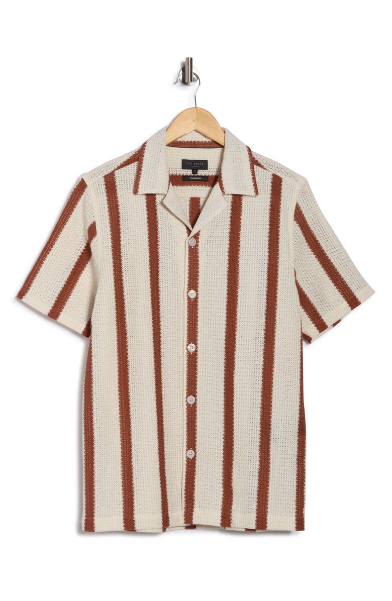Ted Baker London Short Sleeve Stripe Oversized Shirt, Main, color, White/ Pastel