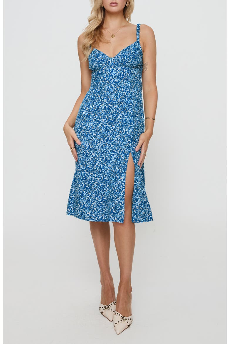 Georgia Print Open Back Midi Dress, Main, color, NAVY