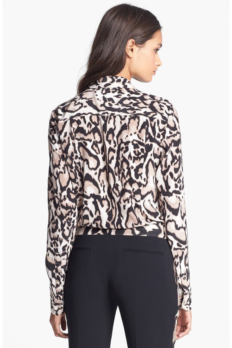 'Lorelei' Print Silk Shirt, Alternate, color, LEOPARD BARK