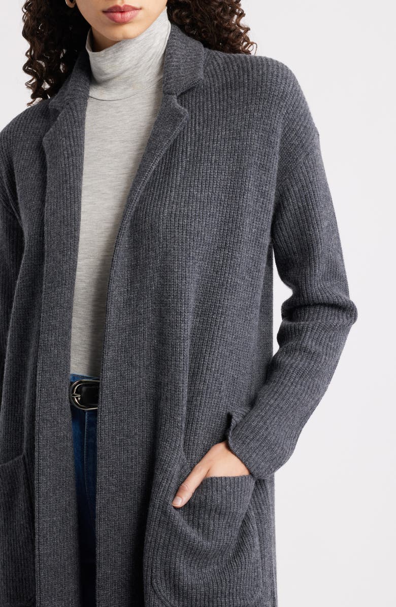 Nordstrom Wool & Cashmere Longline Cardigan, Alternate, color, Grey Dark Charcoal Heather