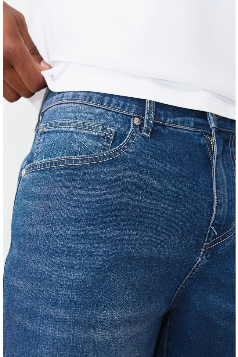 Bobby Initial Patch Shorts, Alternate, color, MEDIUM BLAZE WASH
