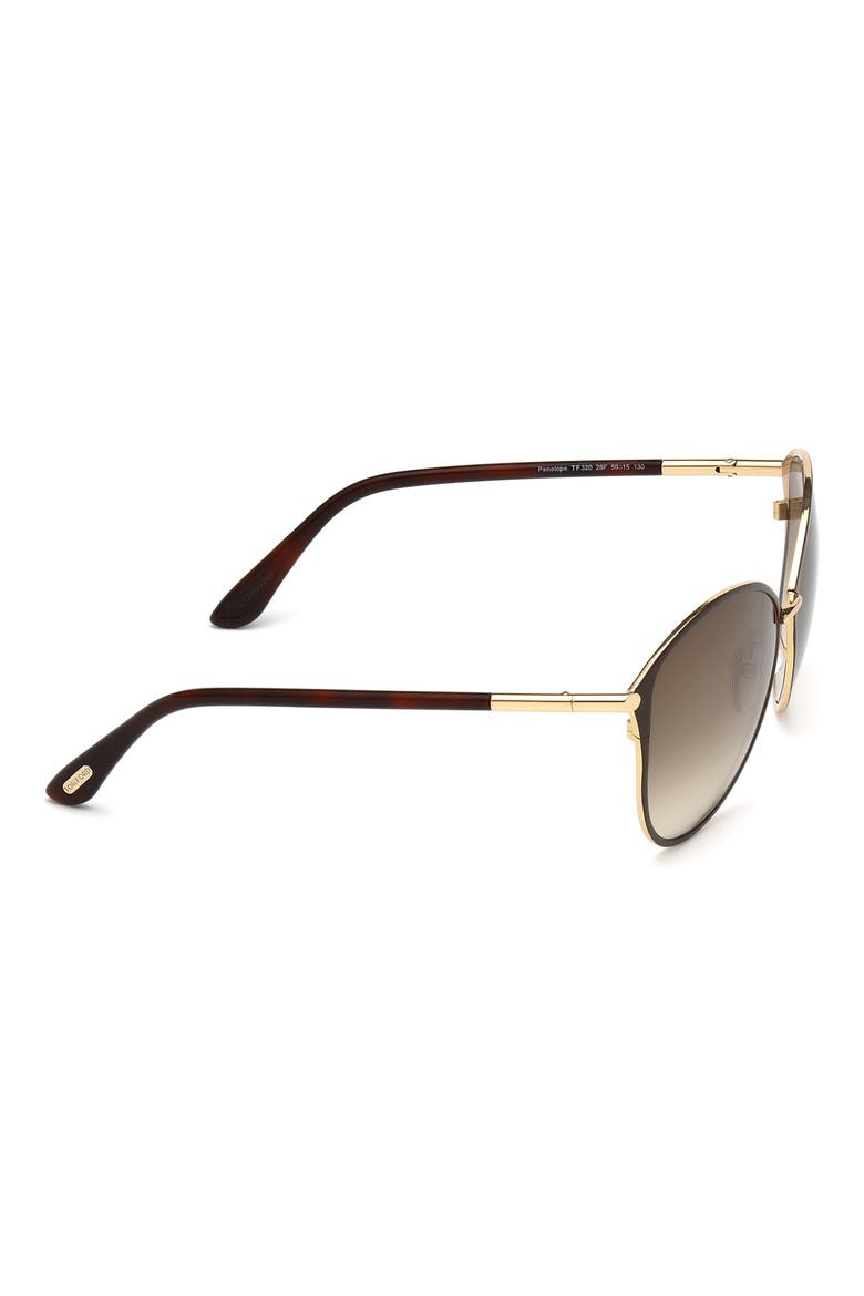Penelope 59mm Gradient Cat Eye Sunglasses, Alternate, color, SHINY ROSE GOLD/ DARK BROWN