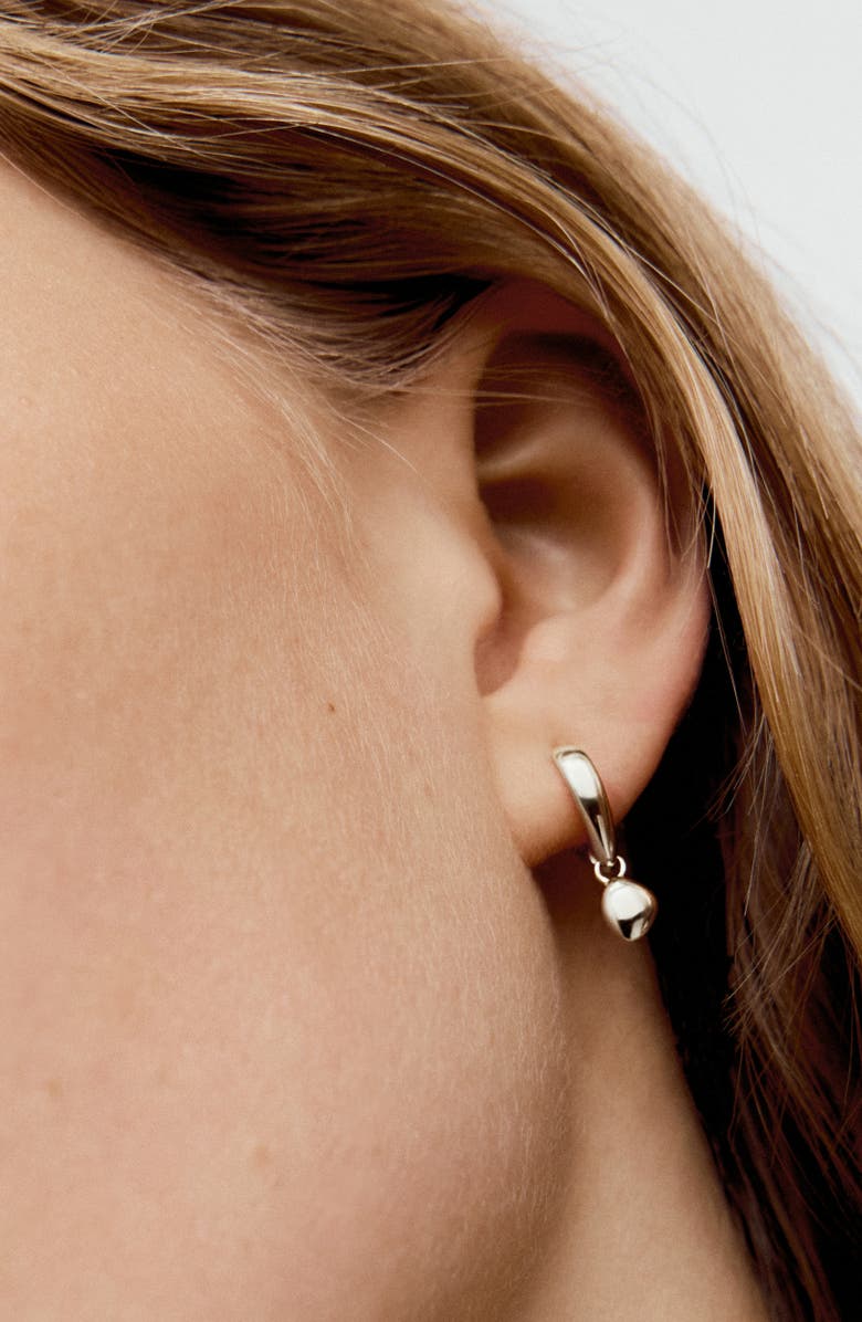 Monica Vinader Nura Drop Huggie Hoop Earrings, Alternate, color, Sterling Silver