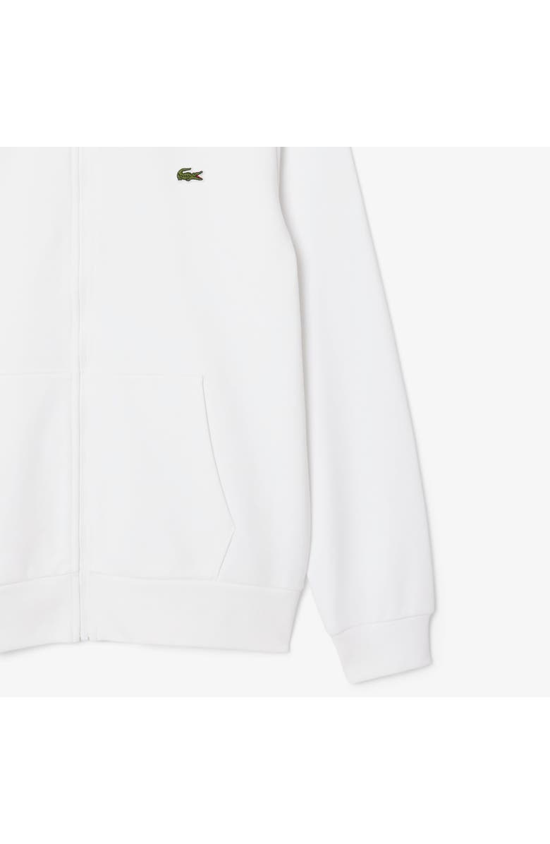 Lacoste Lightweight Cotton Fleece Zip Hoodie, Alternate, color, White