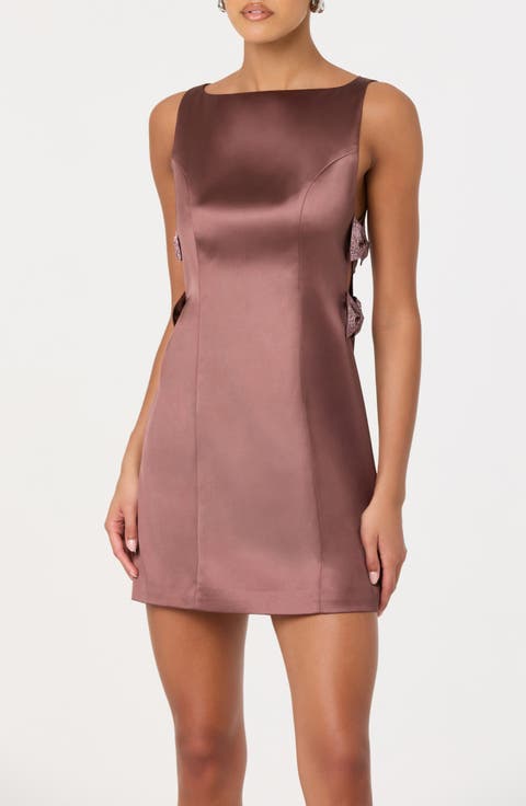 Kinsey Embellished Bow Satin Minidress