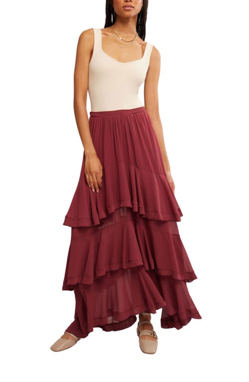 Free People Clementine Tiered Maxi Skirt In Aged Red