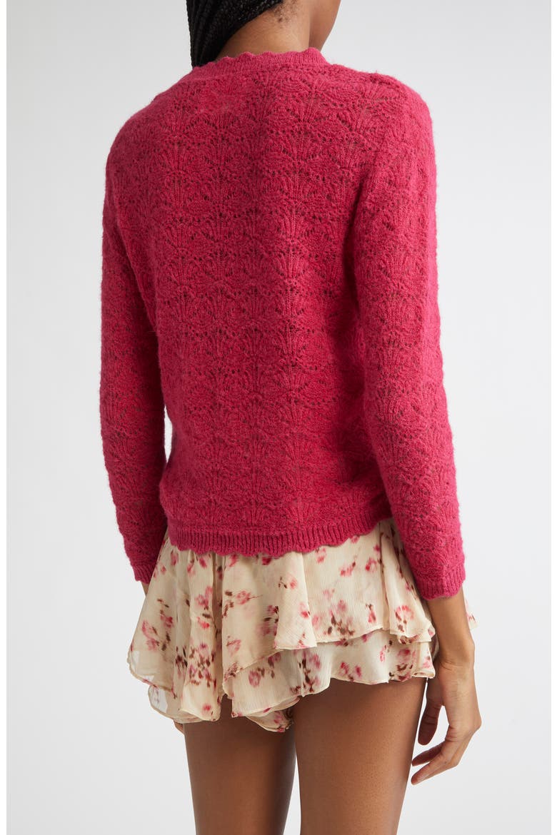 Leonette Scallop Baby Alpaca Blend Sweater, Alternate, color, FUSCHIA