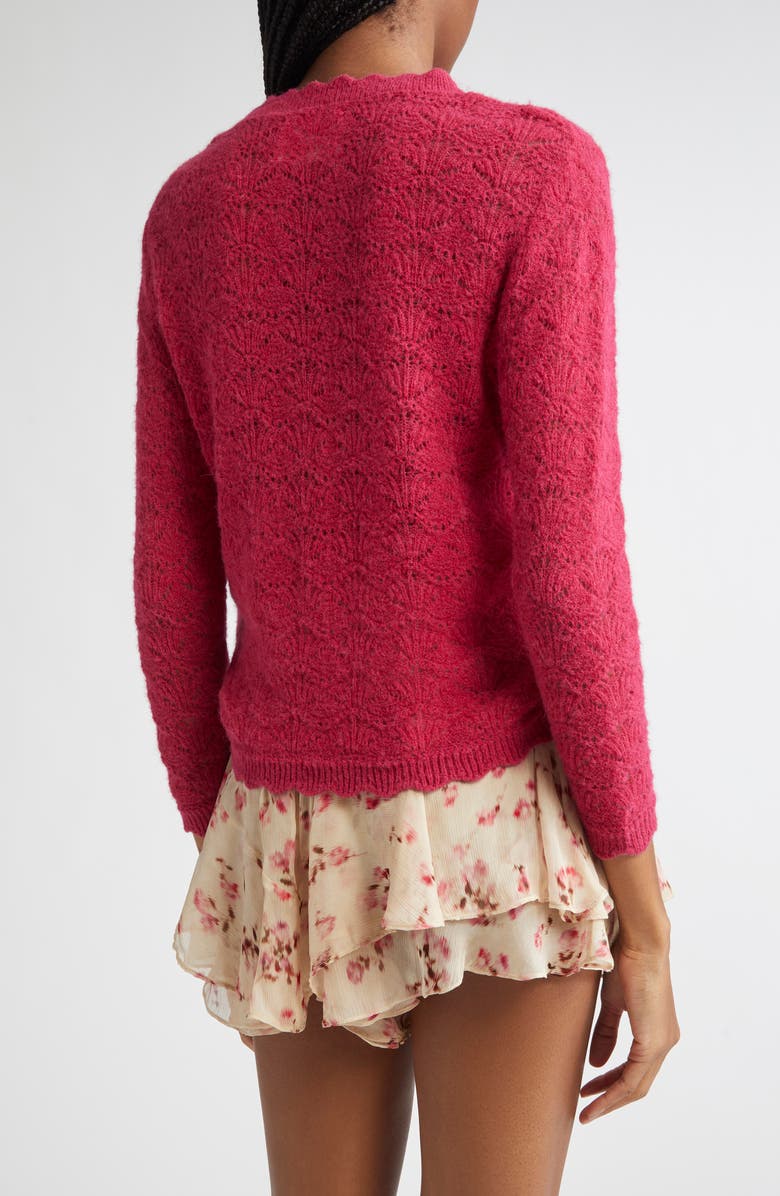 Isabel Marant Étoile Leonette Scallop Baby Alpaca Blend Sweater, Alternate, color, Fuschia