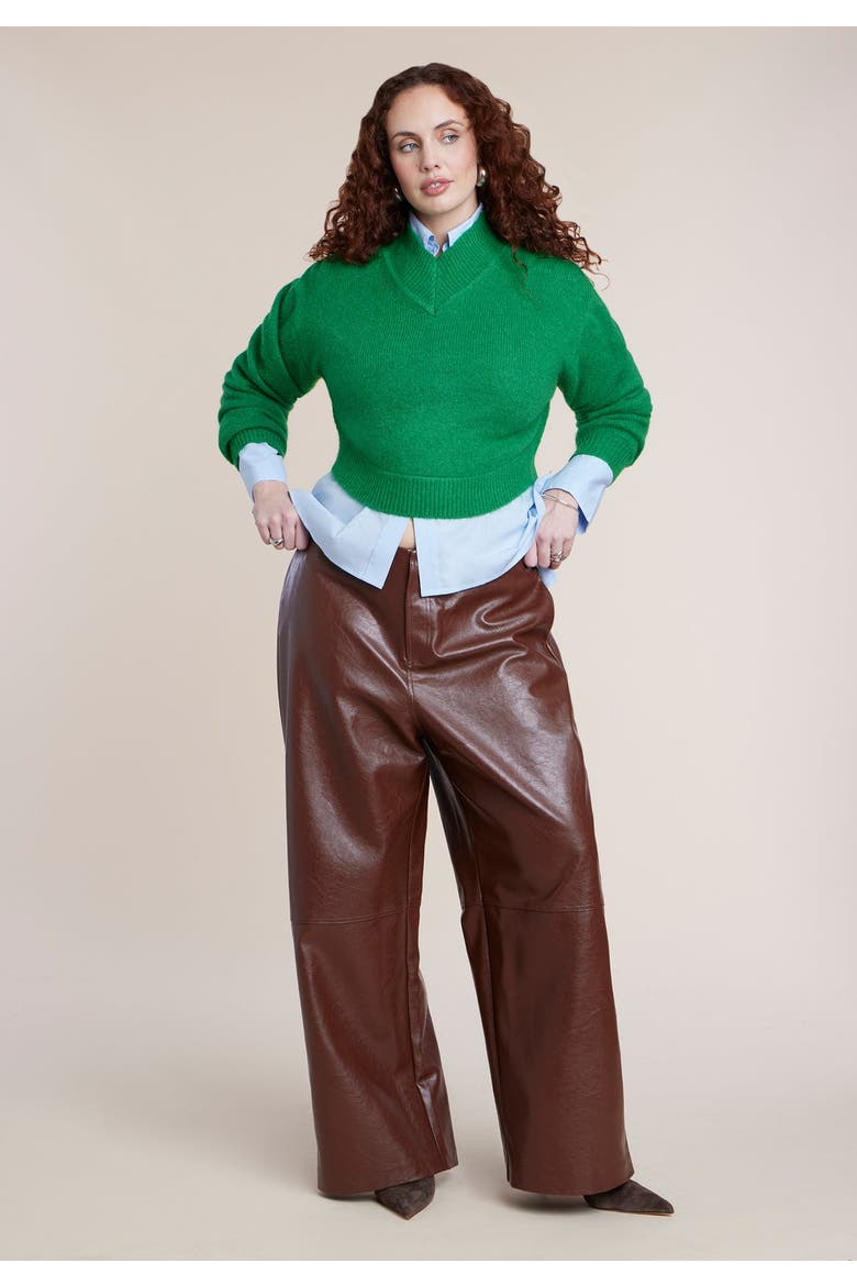 V Neck Cropped Sweater, Alternate, color, VERDANT GREEN
