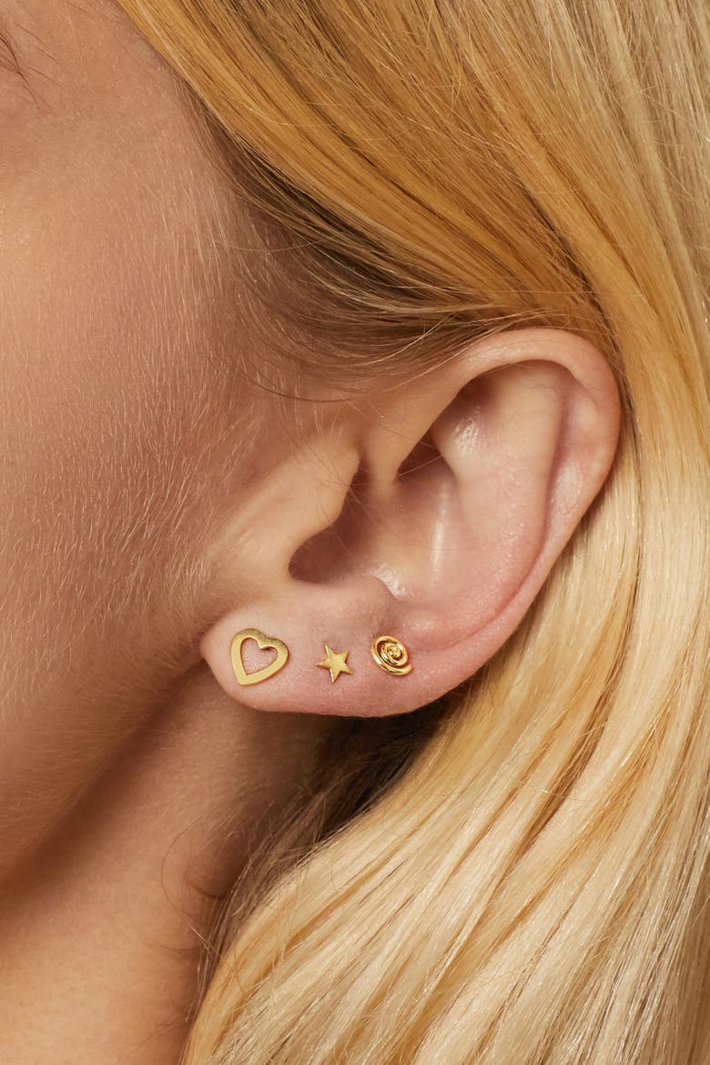 14K Yellow Gold Da Vinci Round Studs, Alternate, color, Yellow Gold