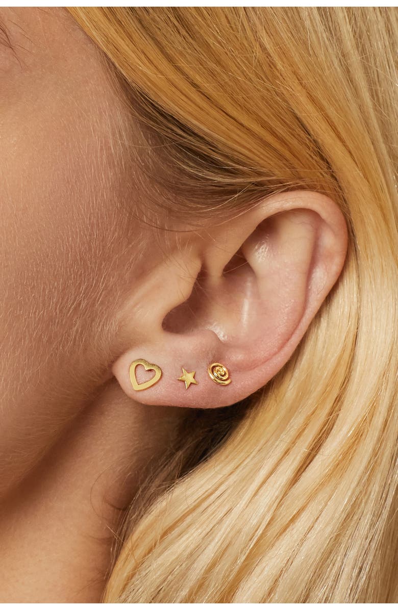 Oradina 14K Yellow Gold Da Vinci Round Studs, Alternate, color, Yellow Gold