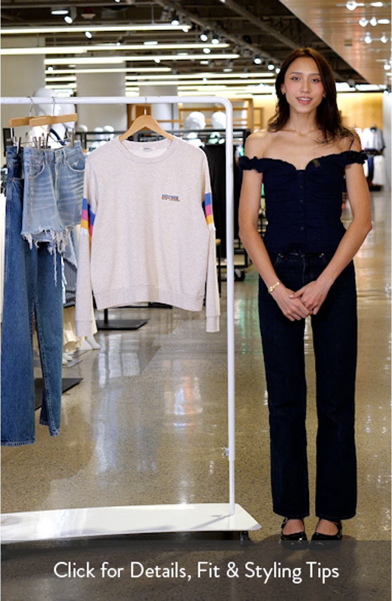 Las Dalias Cotton Blend Fleece Raglan Sweatshirt, sales video thumbnail