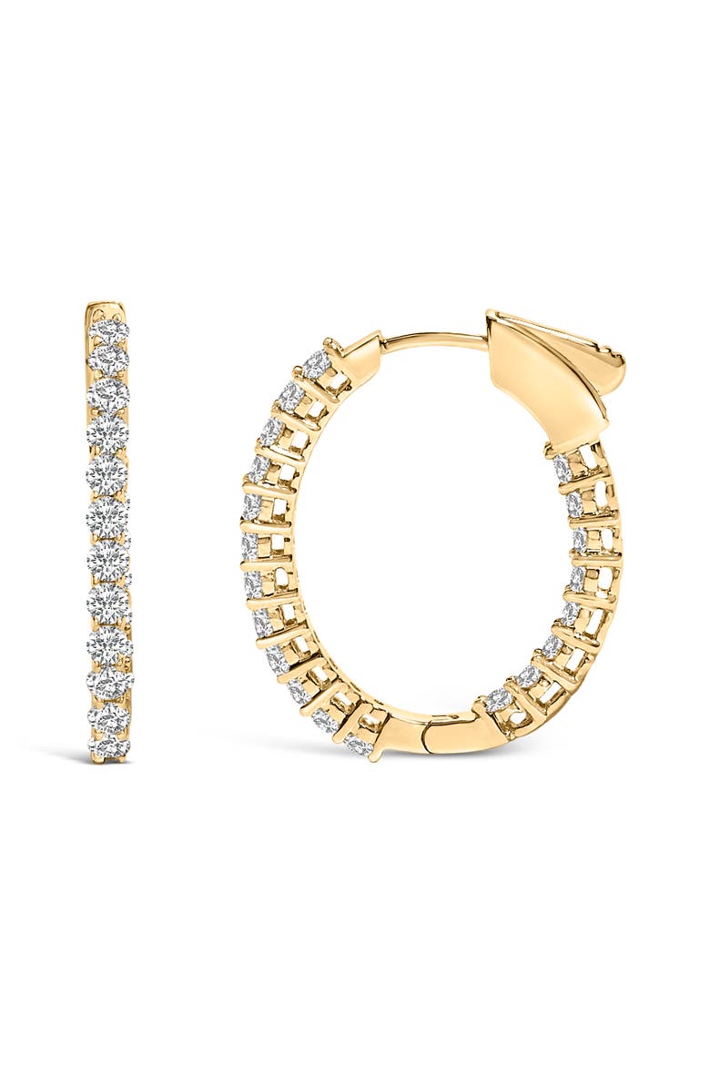14K Gold 1.0 Cttw Oval Lab Grown Diamond Hoop Earrings, Alternate, color, Yellow