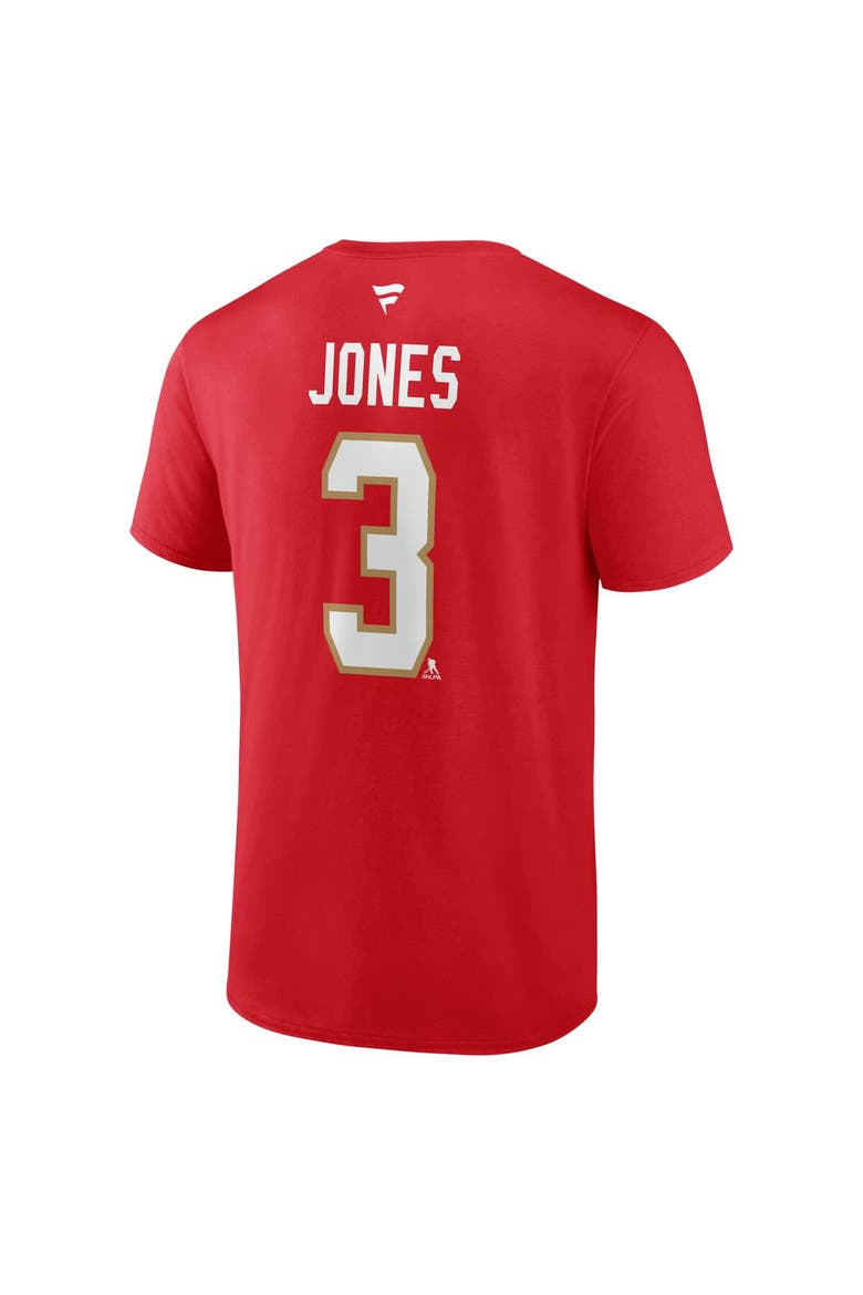 Men's Fanatics Seth Jones Red Florida Panthers Authentic Stack Name & Number T-Shirt, Alternate, color, Red