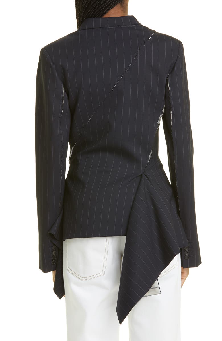 MONSE Pinstripe Deconstructed Asymmetric Stretch Wool Blazer, Alternate, color, 