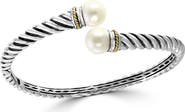 EFFY Sterling Silver & 18K Gold Cultured Freshwater Pearl Hinged Bracelet
