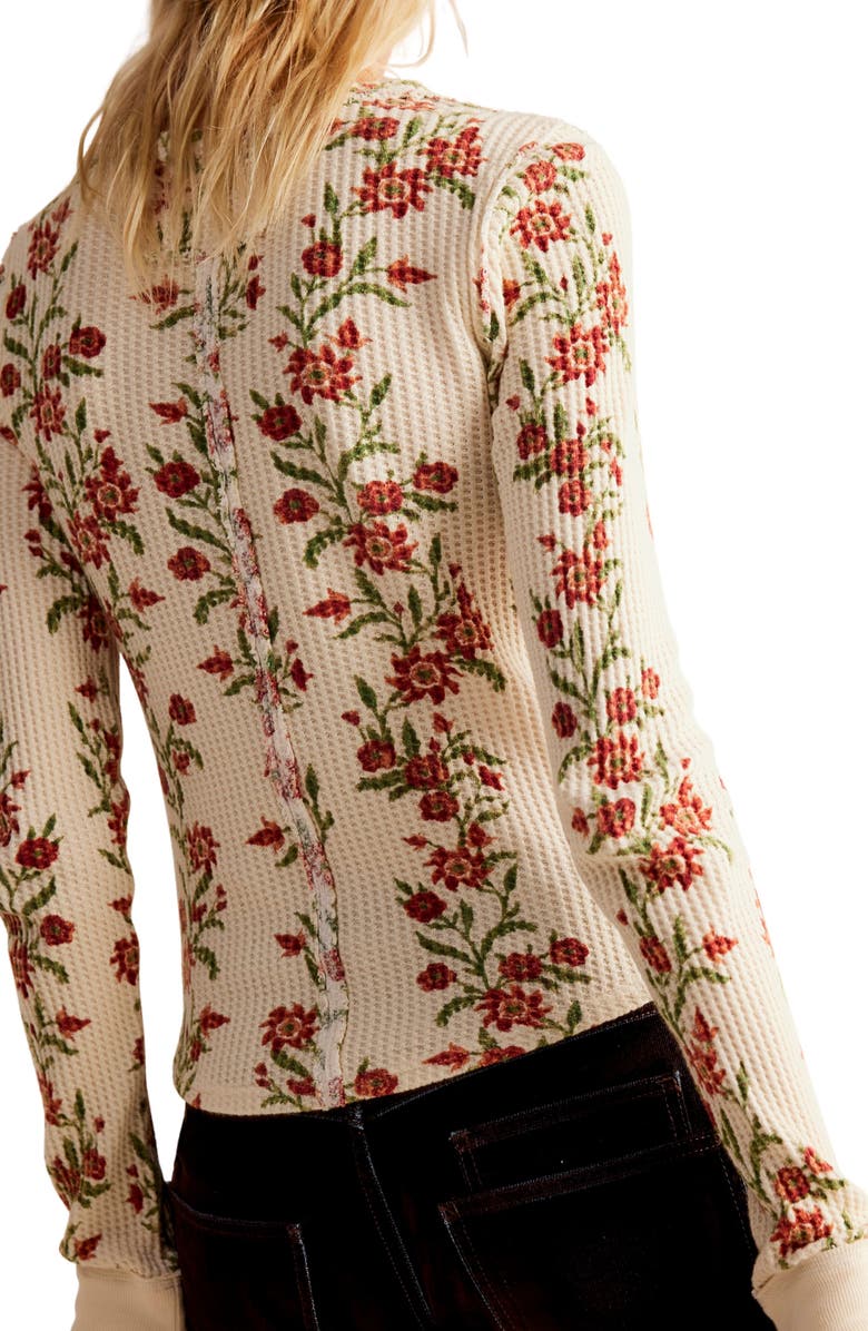 Free People Pretty Little Thermal Stitch Top, Alternate, color, Sand Combo Folk Vine