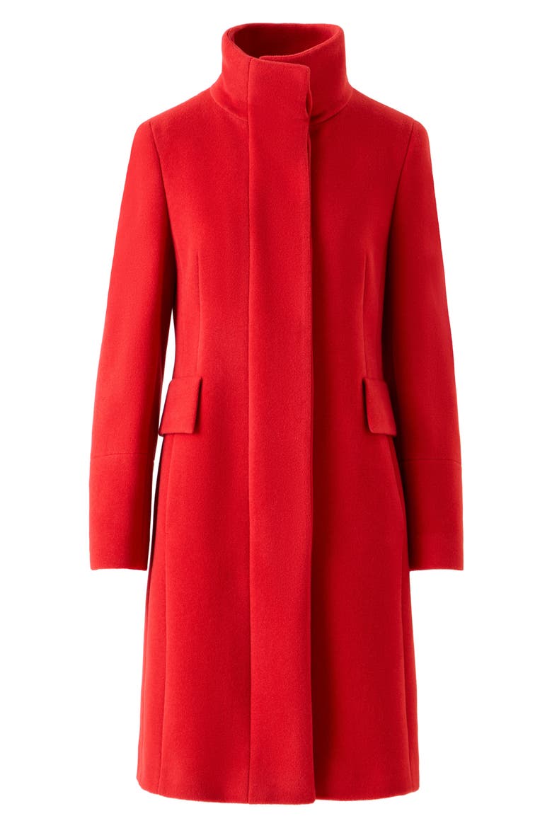 Stand Collar Wool Blend Fleece Coat, Alternate, color, 006 RED