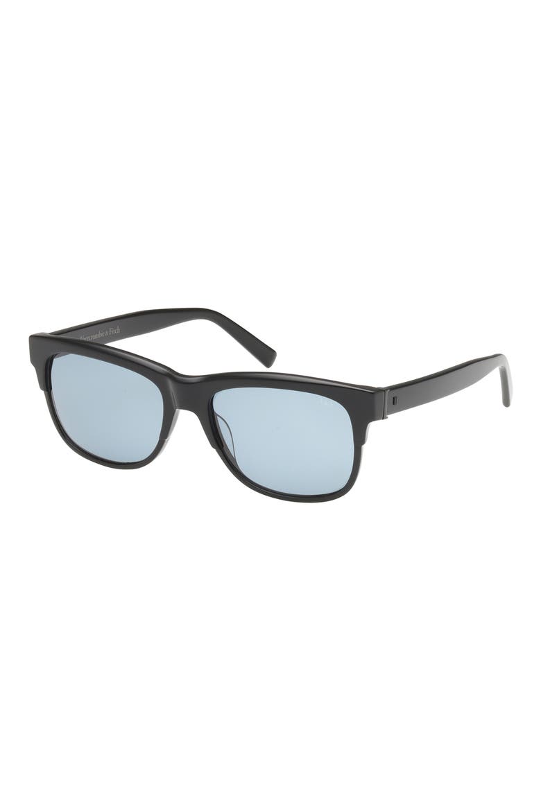 55mm Square Sunglasses, Alternate, color, SHINY BLACK / BLUE LENS