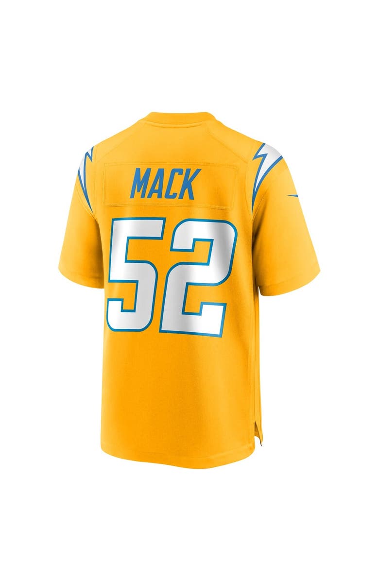 Nike Men's Nike Khalil Mack Gold Los Angeles Chargers Alternate Charger Power Game Player Jersey, Alternate, color, Gold