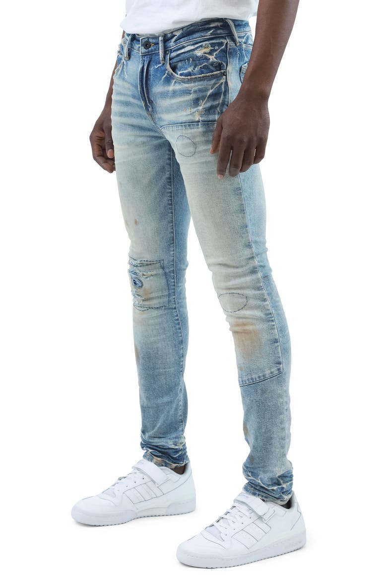 Zoom Skinny Fit Stretch Rip & Repair Jeans, Alternate, color, LIGHT INDIGO