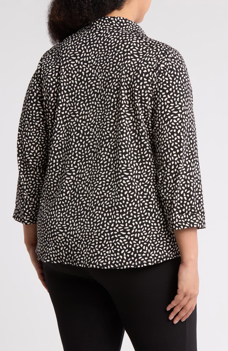 Adrianna Papell Geometric Shirt Jacket, Alternate, color, Black/Cream Stone Dot